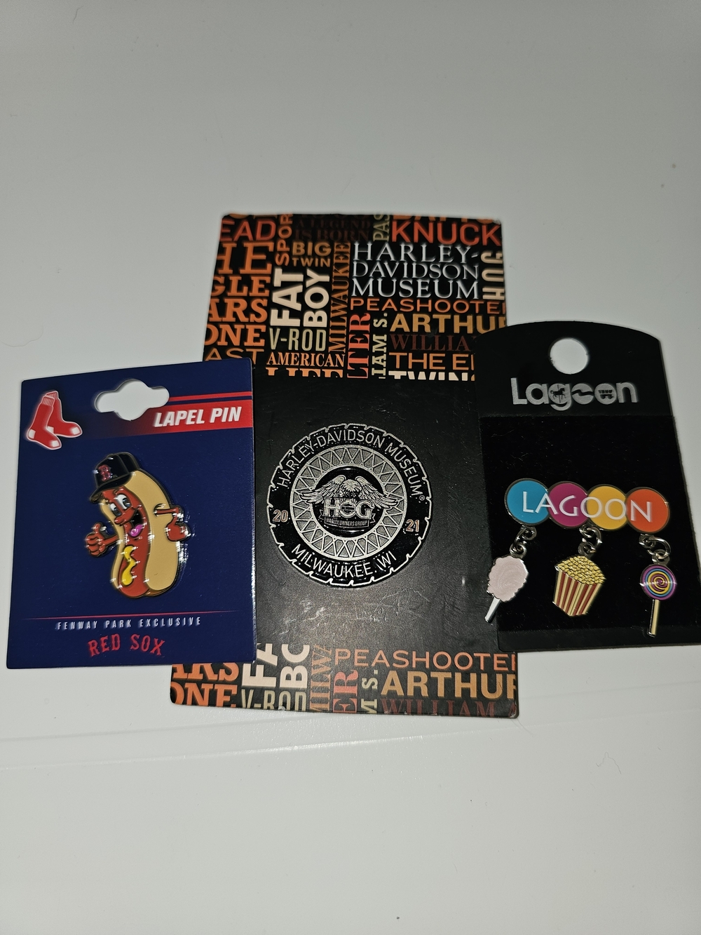 Pins - Select 1: Red Socks, Harley, Or Lagoon - New On Card